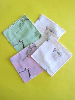 Vintage BIRD handkerchief lot of 4